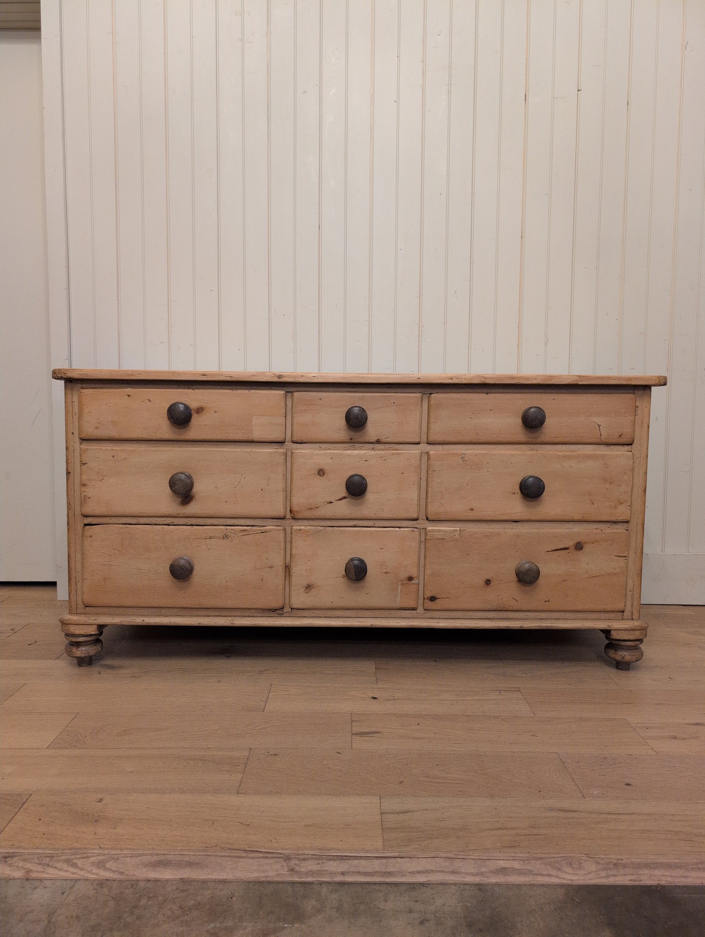 English Pine Bank of 9 Drawers