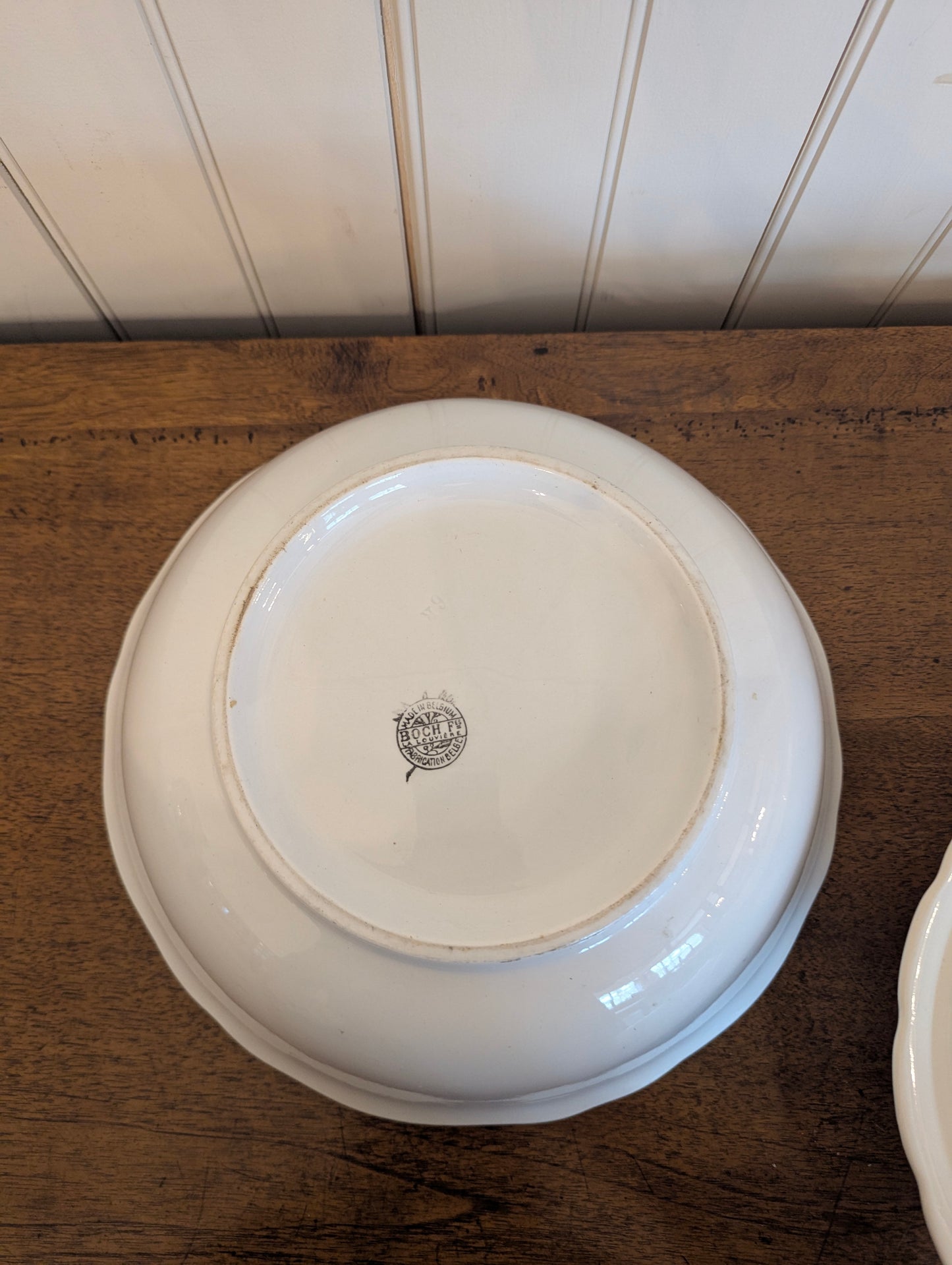 Set of 3 Scalloped Boch Ironstone Bowls