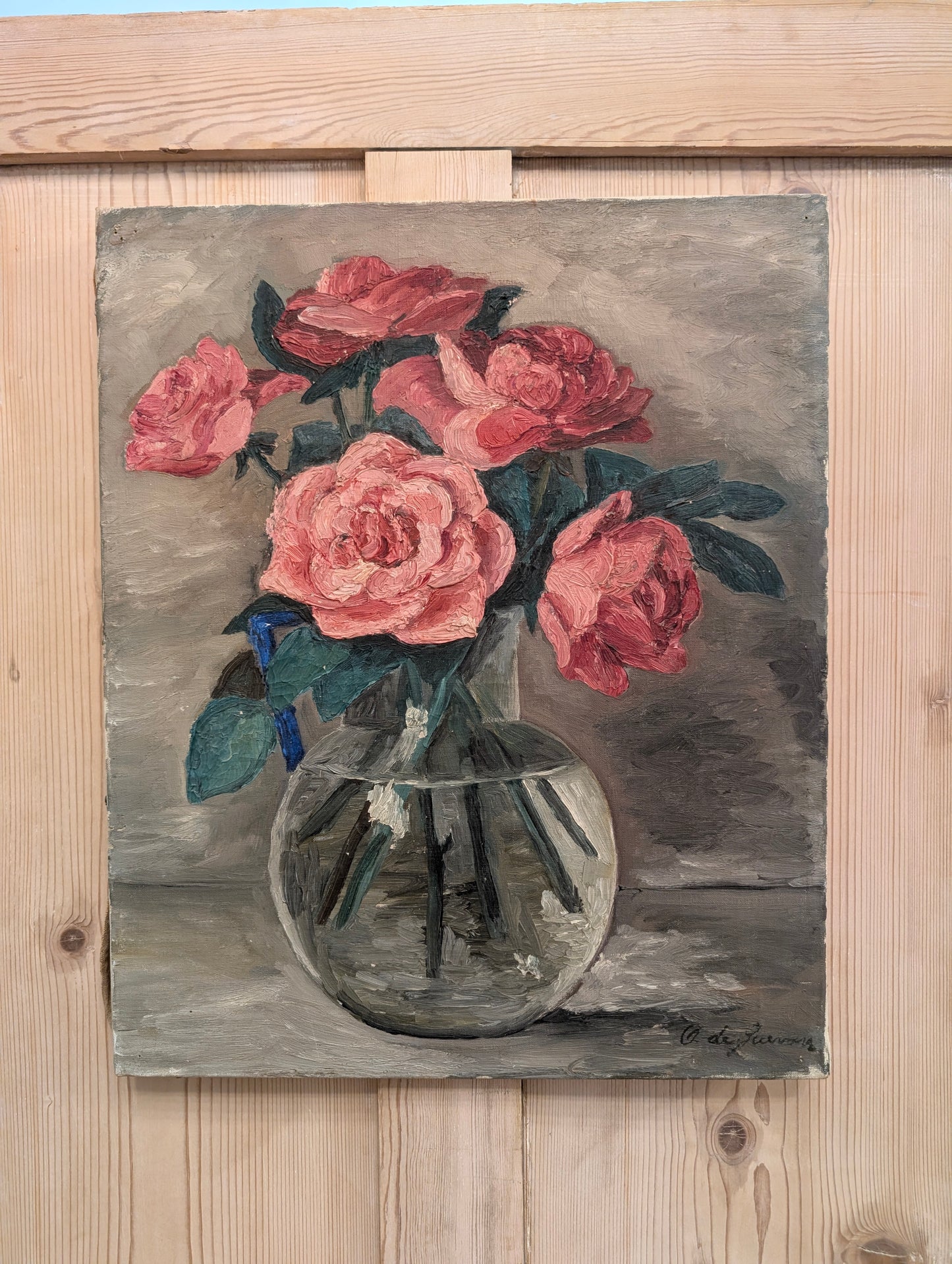 Roses in Vase Oil on Canvas