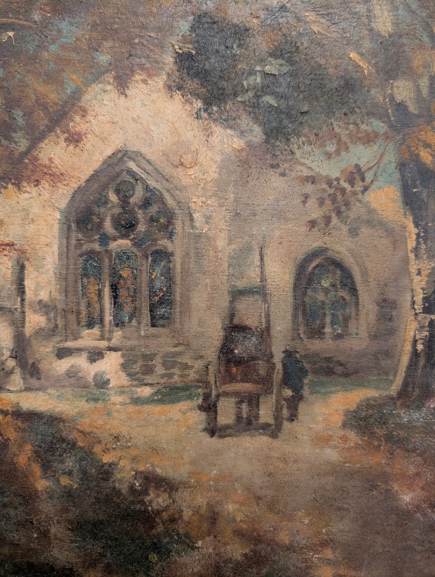 Autumn Church Painting on Board