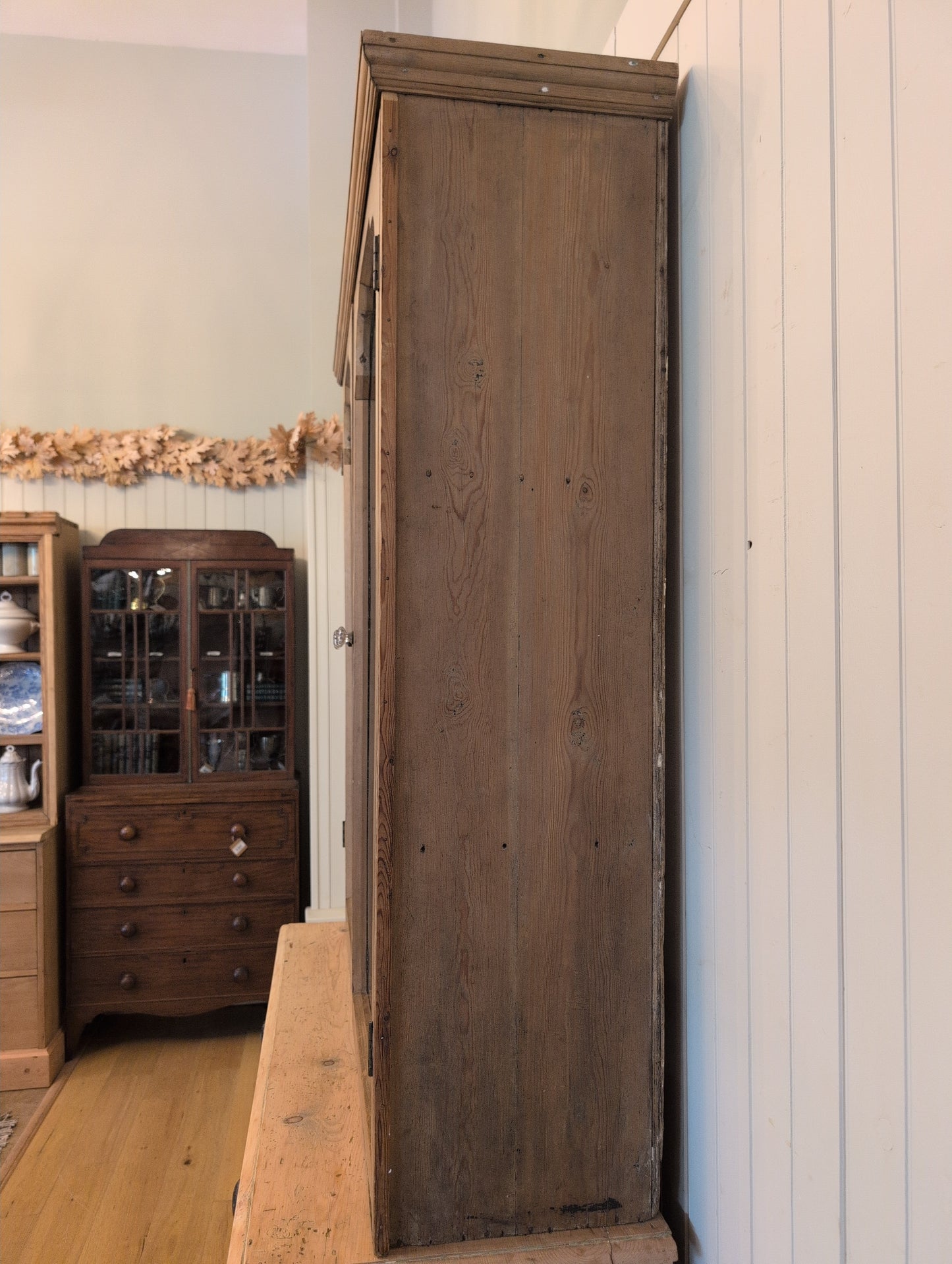 Stately Glazed Pine Hutch