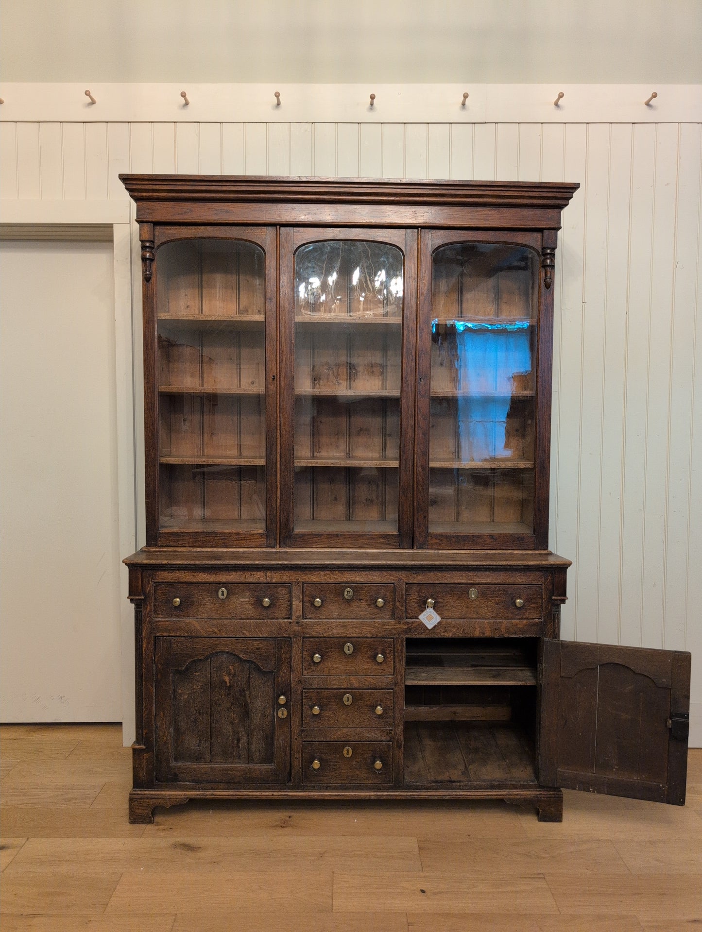 Georgian Oak Glazed Dresser