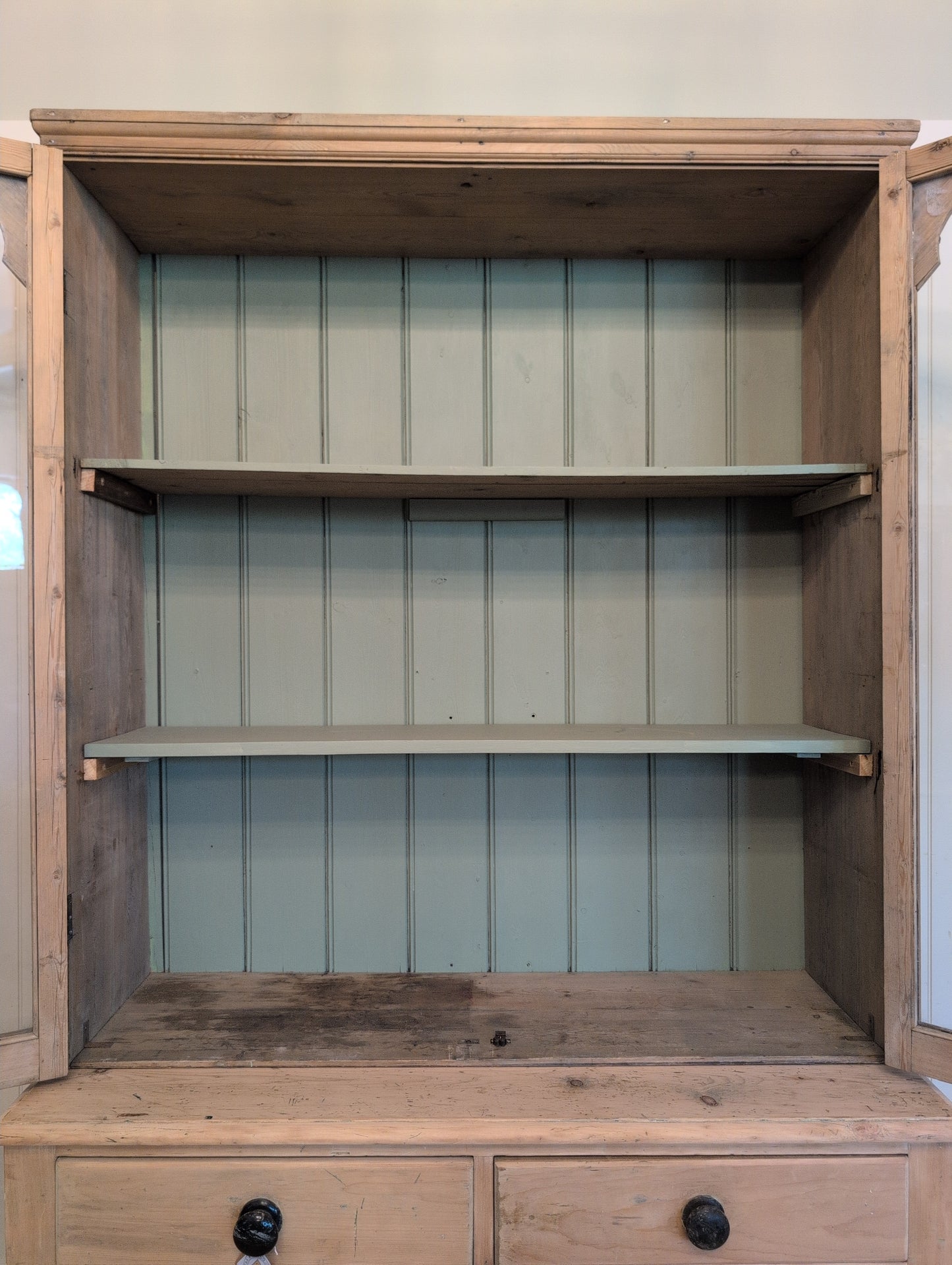 Stately Glazed Pine Hutch