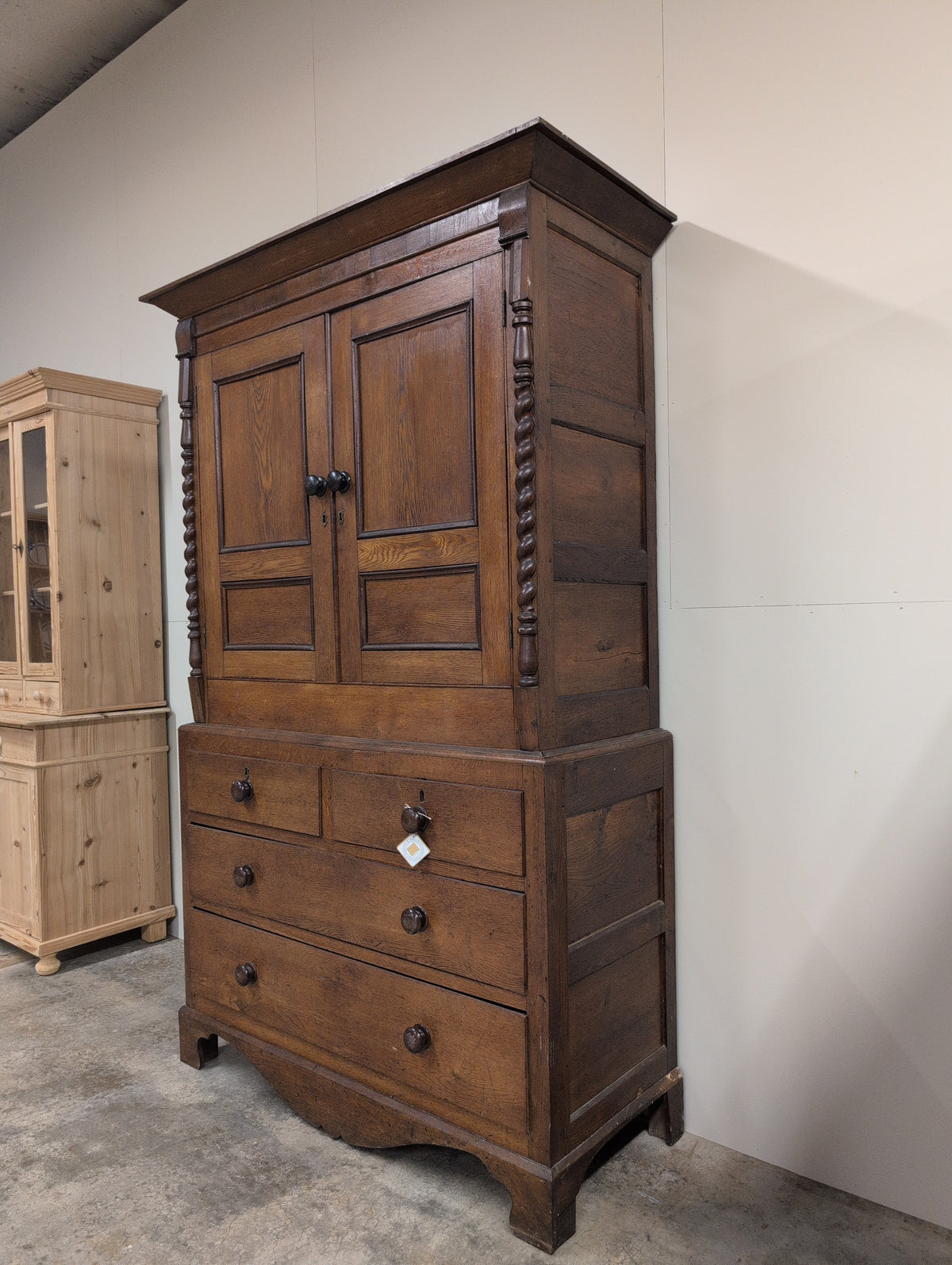 English Oak 2 Over 2 Linen Press