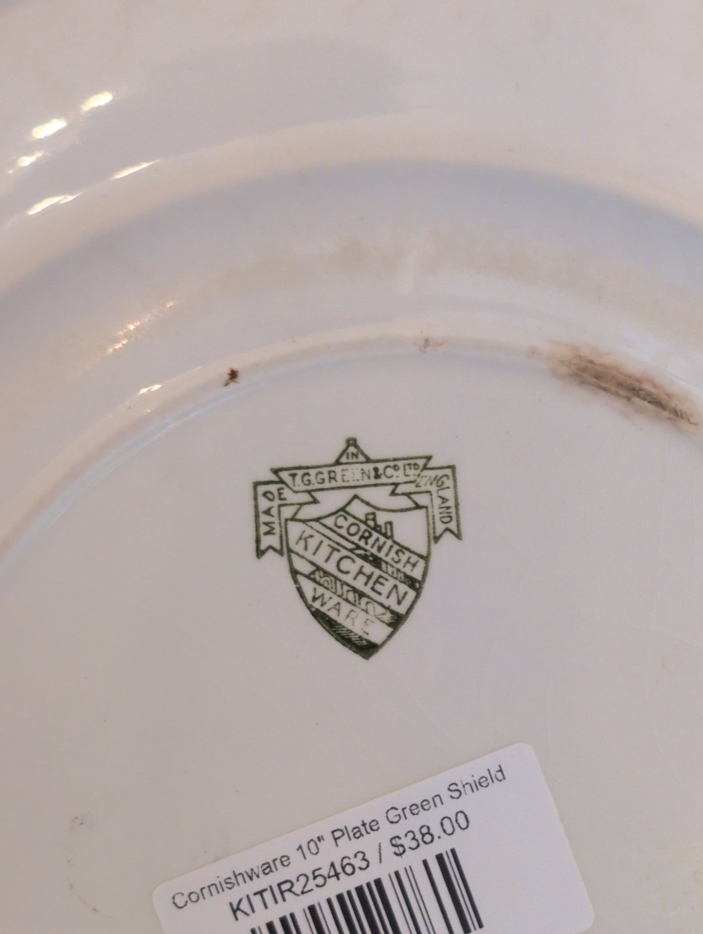 Cornishware 10" Plate Green Shield