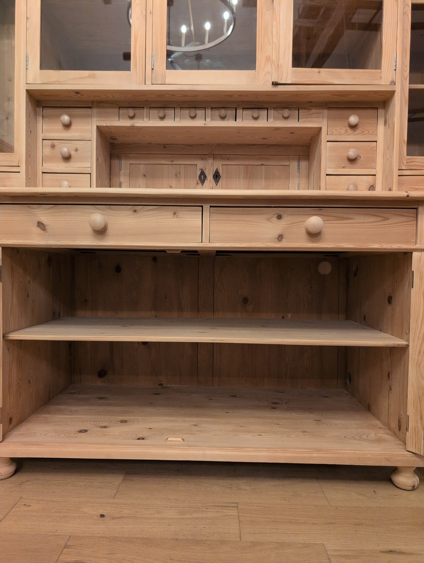 Stately Dutch Stripped Pine Breakfront