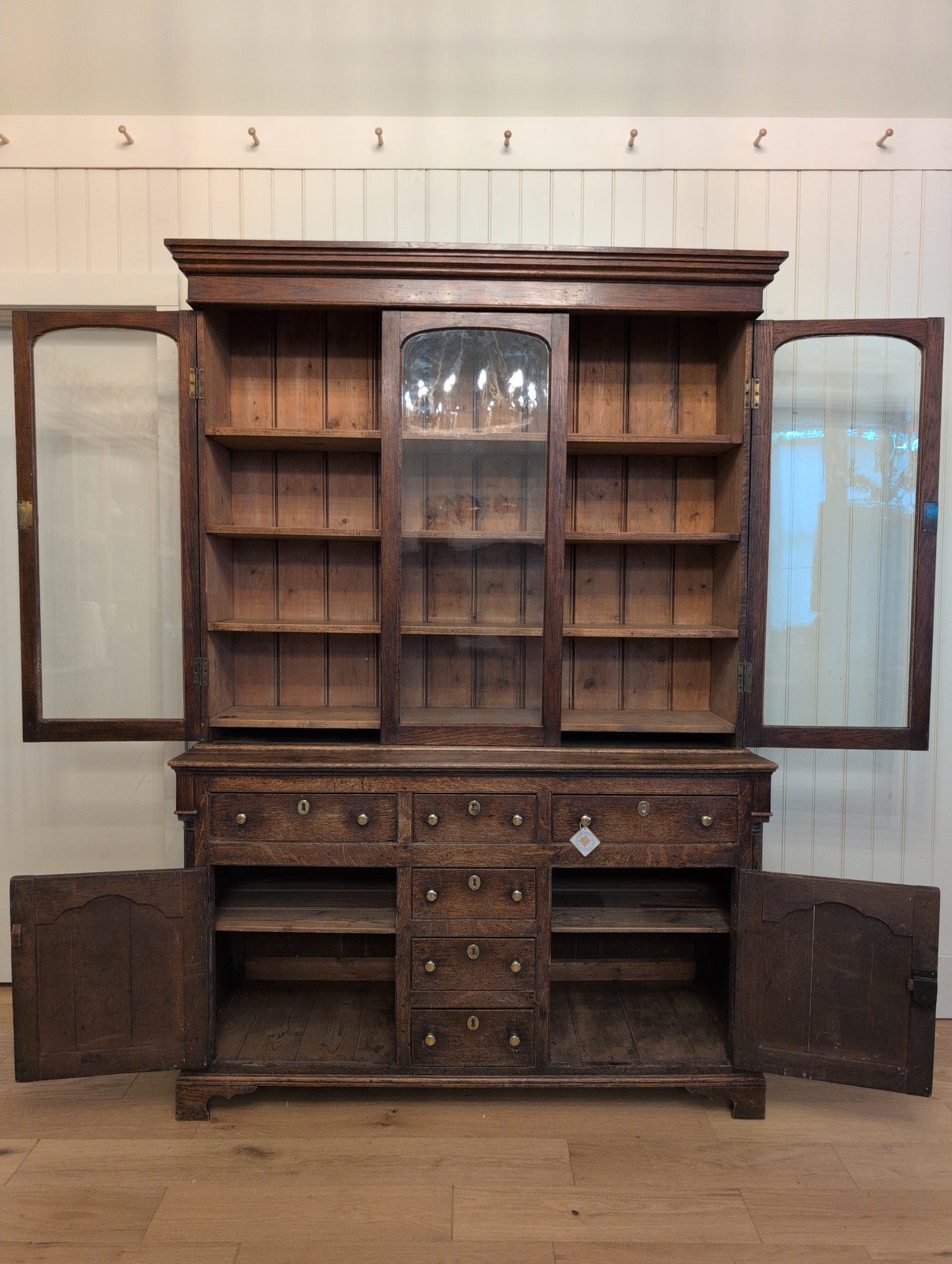 Georgian Oak Glazed Dresser