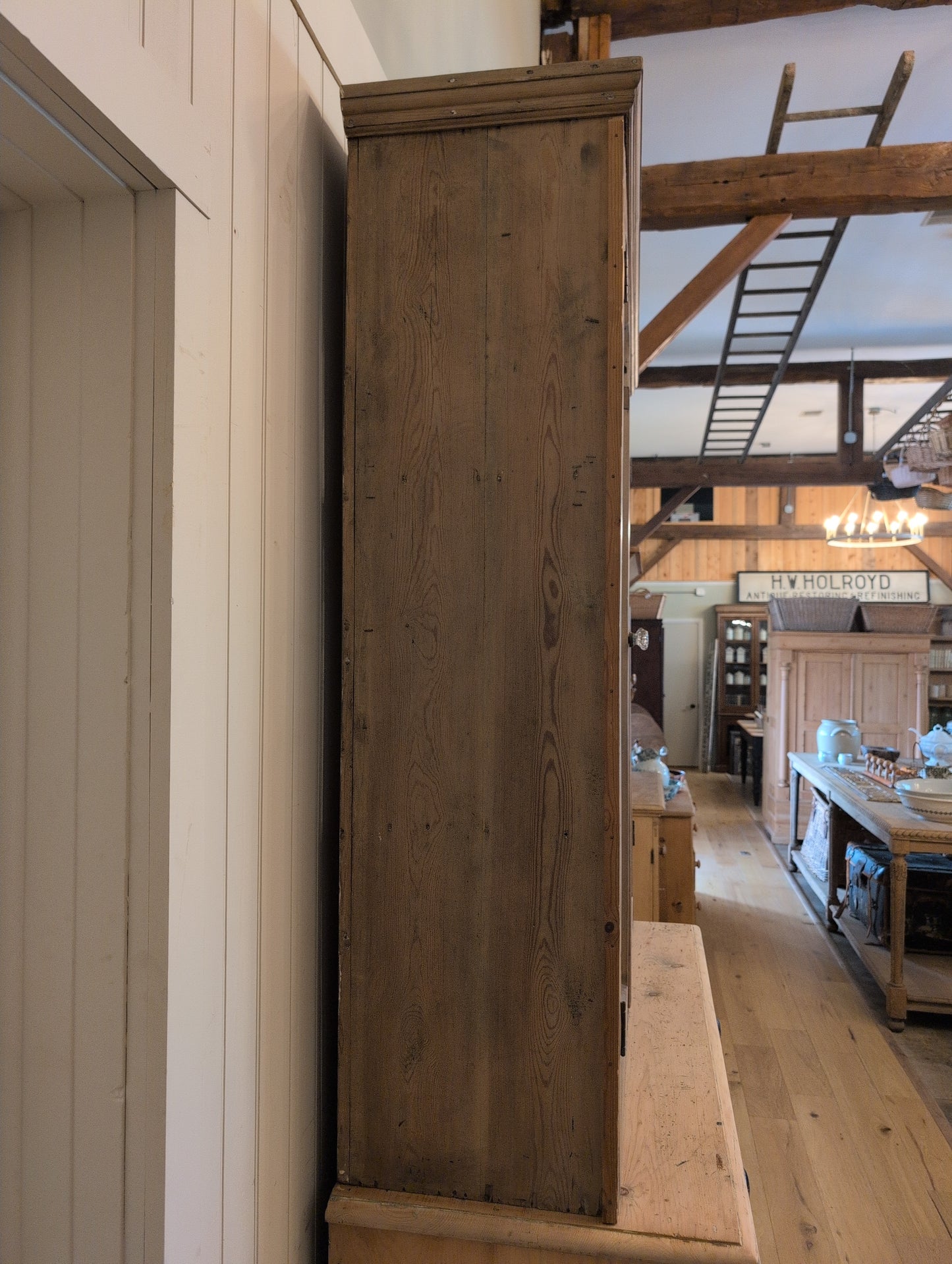 Stately Glazed Pine Hutch