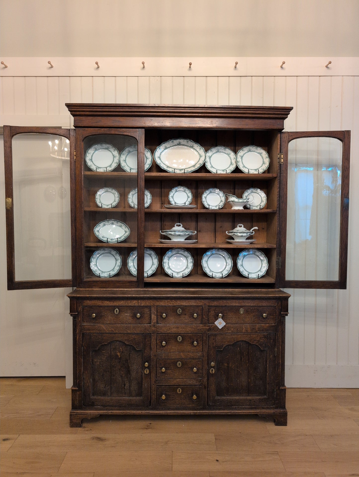 Georgian Oak Glazed Dresser