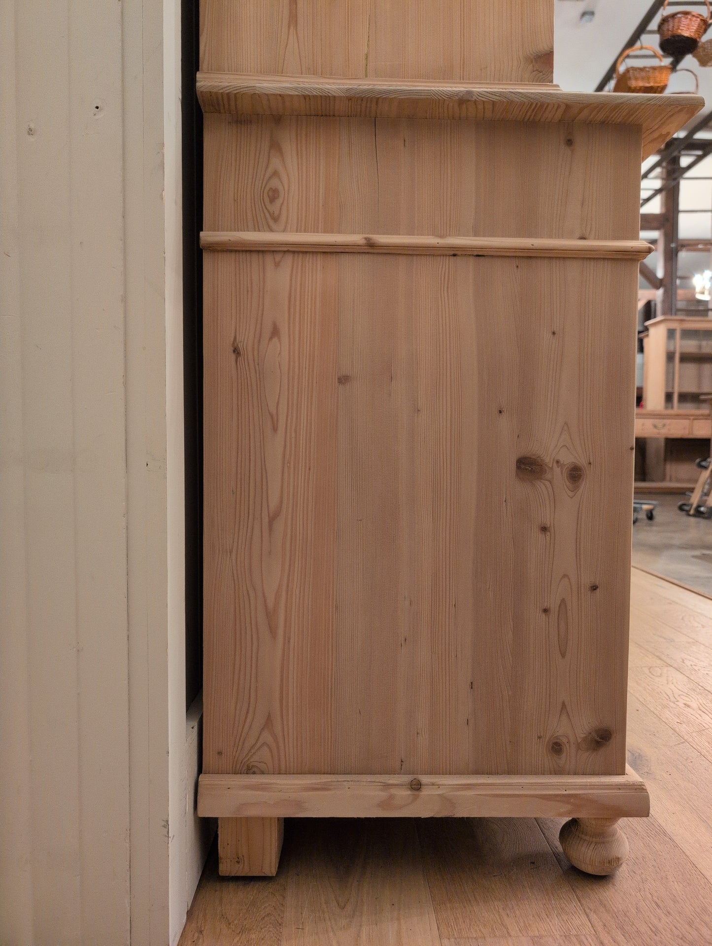 Stately Dutch Stripped Pine Breakfront
