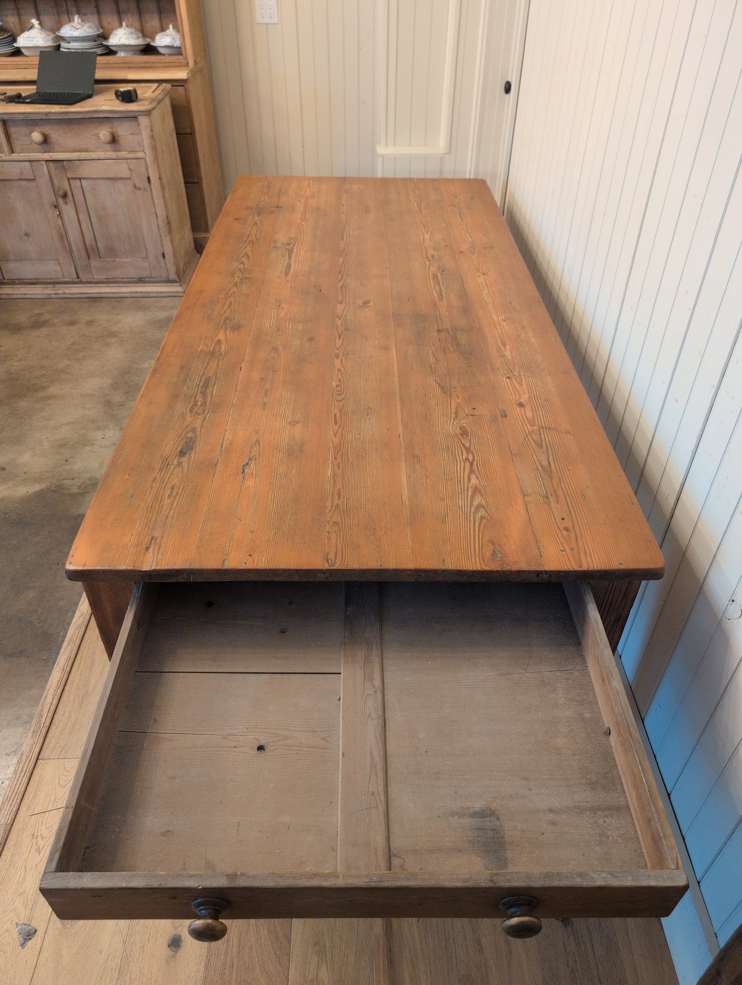 Victorian Pine 2 Drawer Dining Table