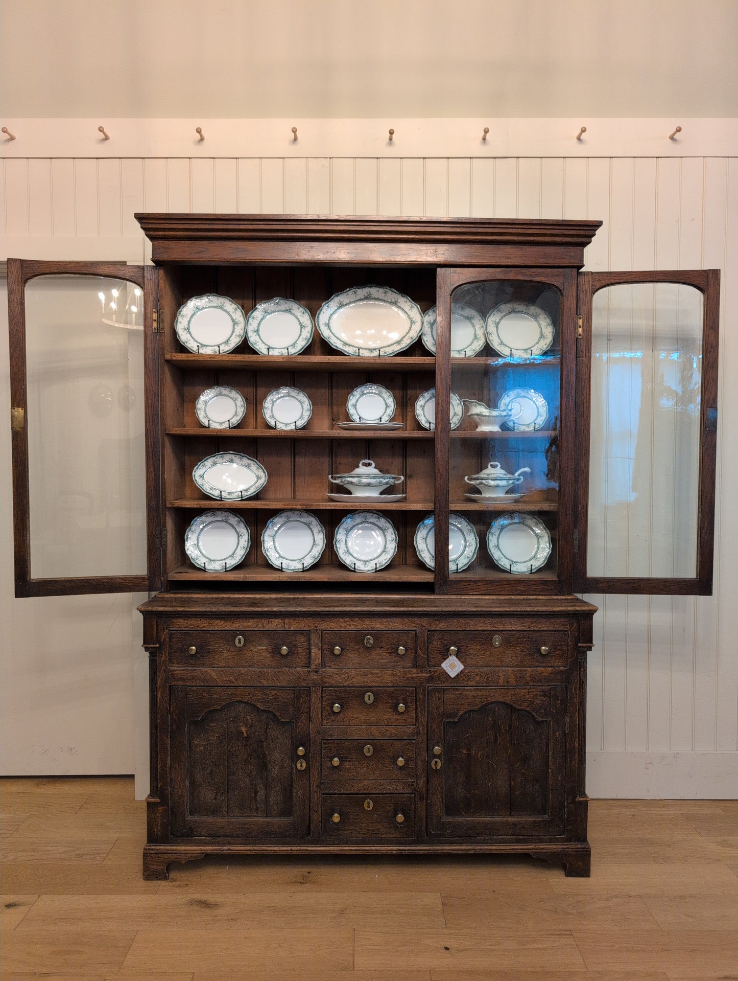 Georgian Oak Glazed Dresser