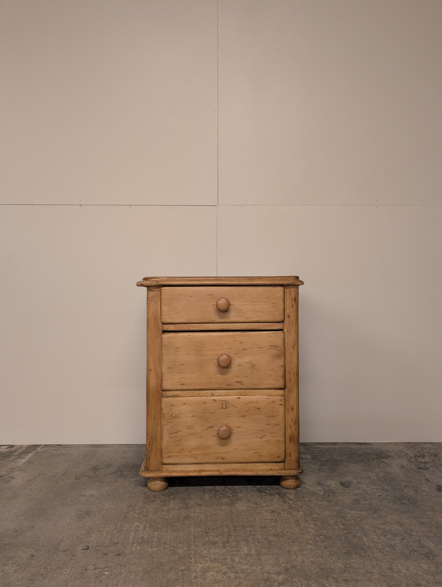 English Pine 3 Drawer Bedside