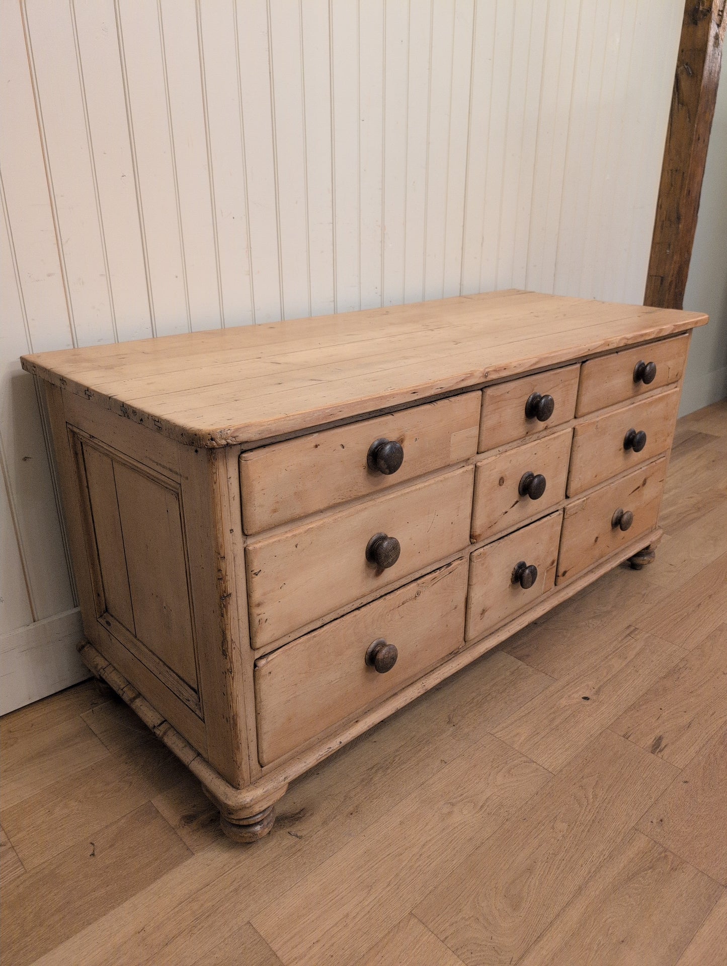 English Pine Bank of 9 Drawers