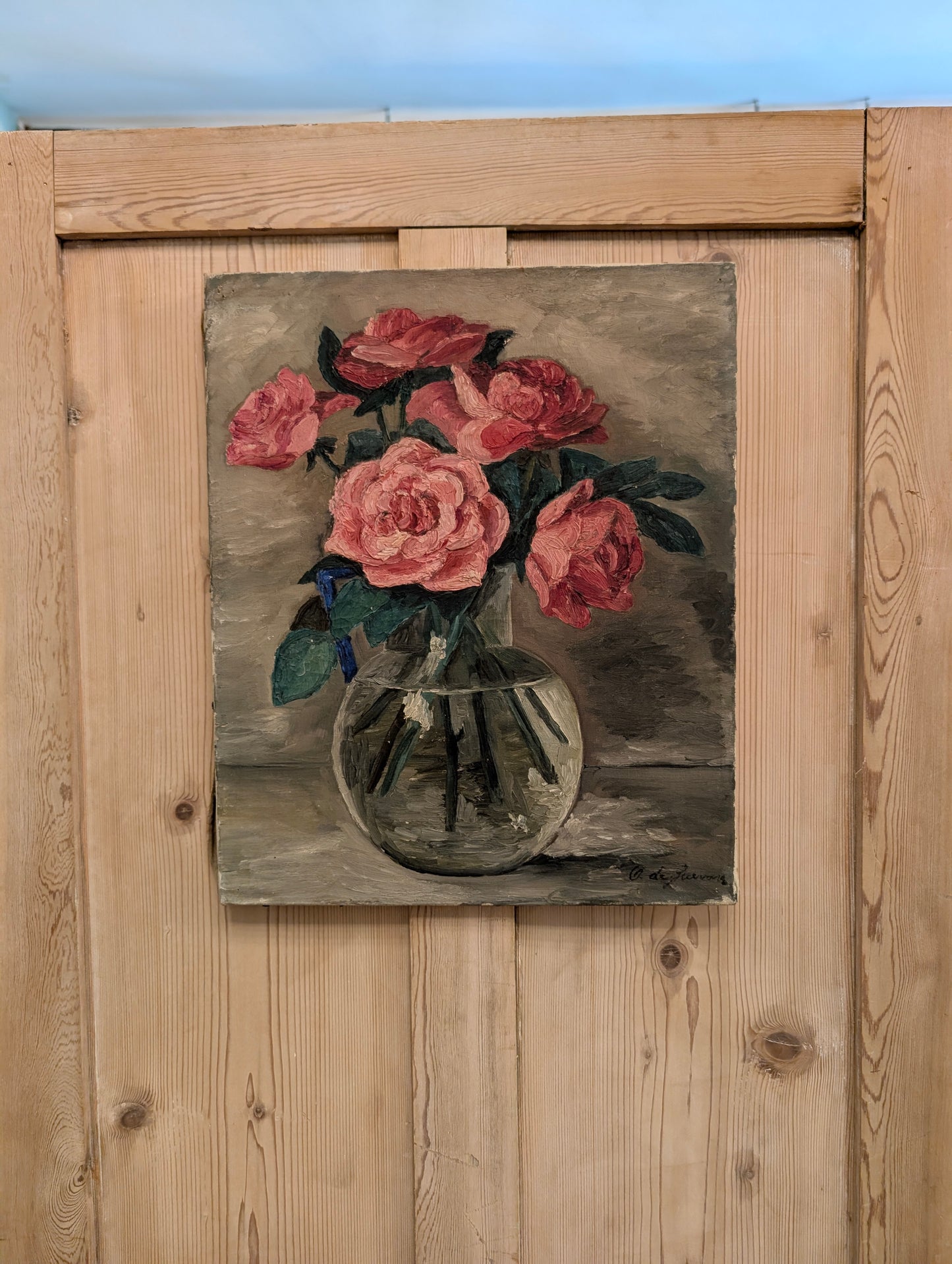 Roses in Vase Oil on Canvas