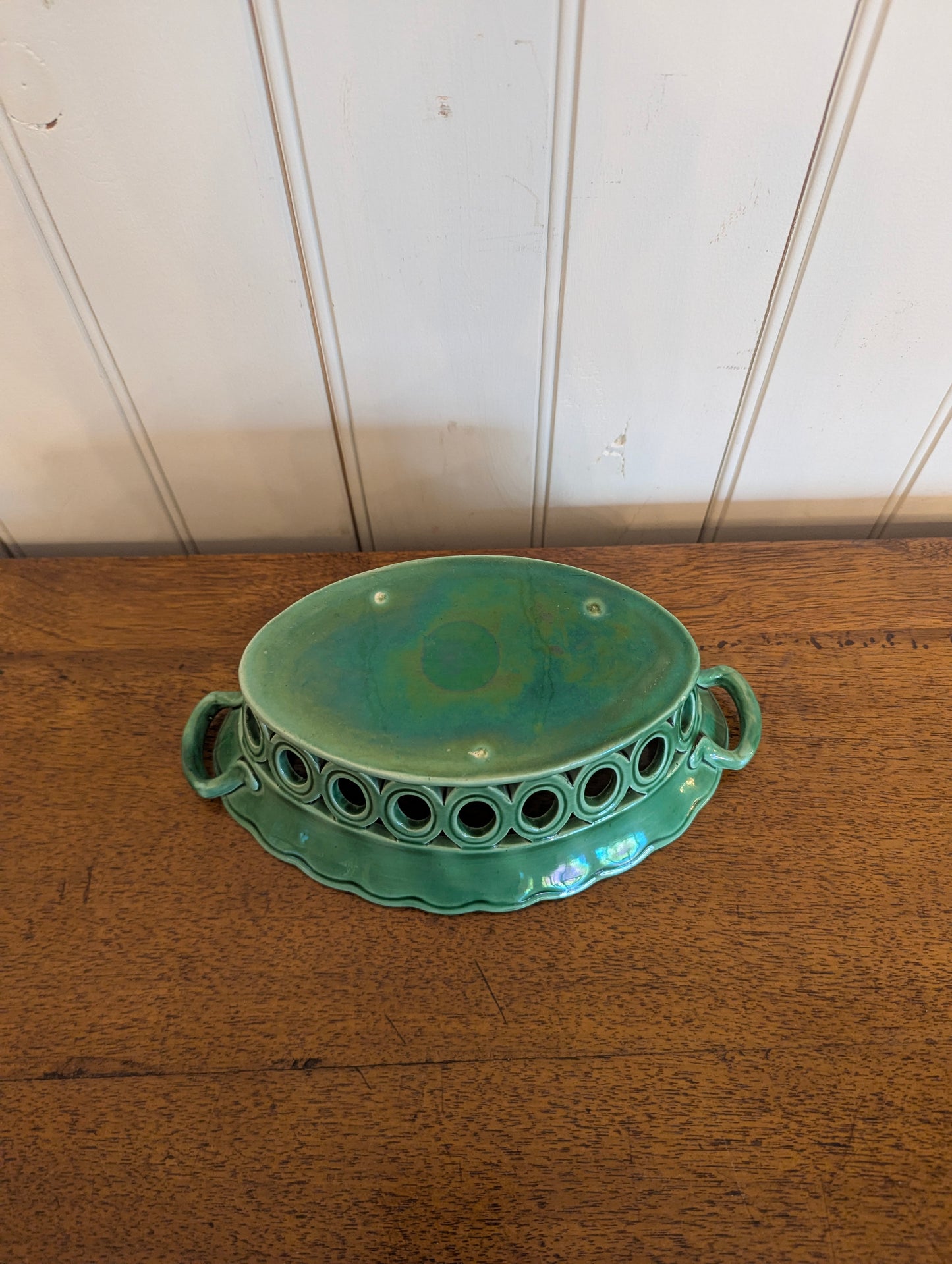 Green Majolica Serving Basket