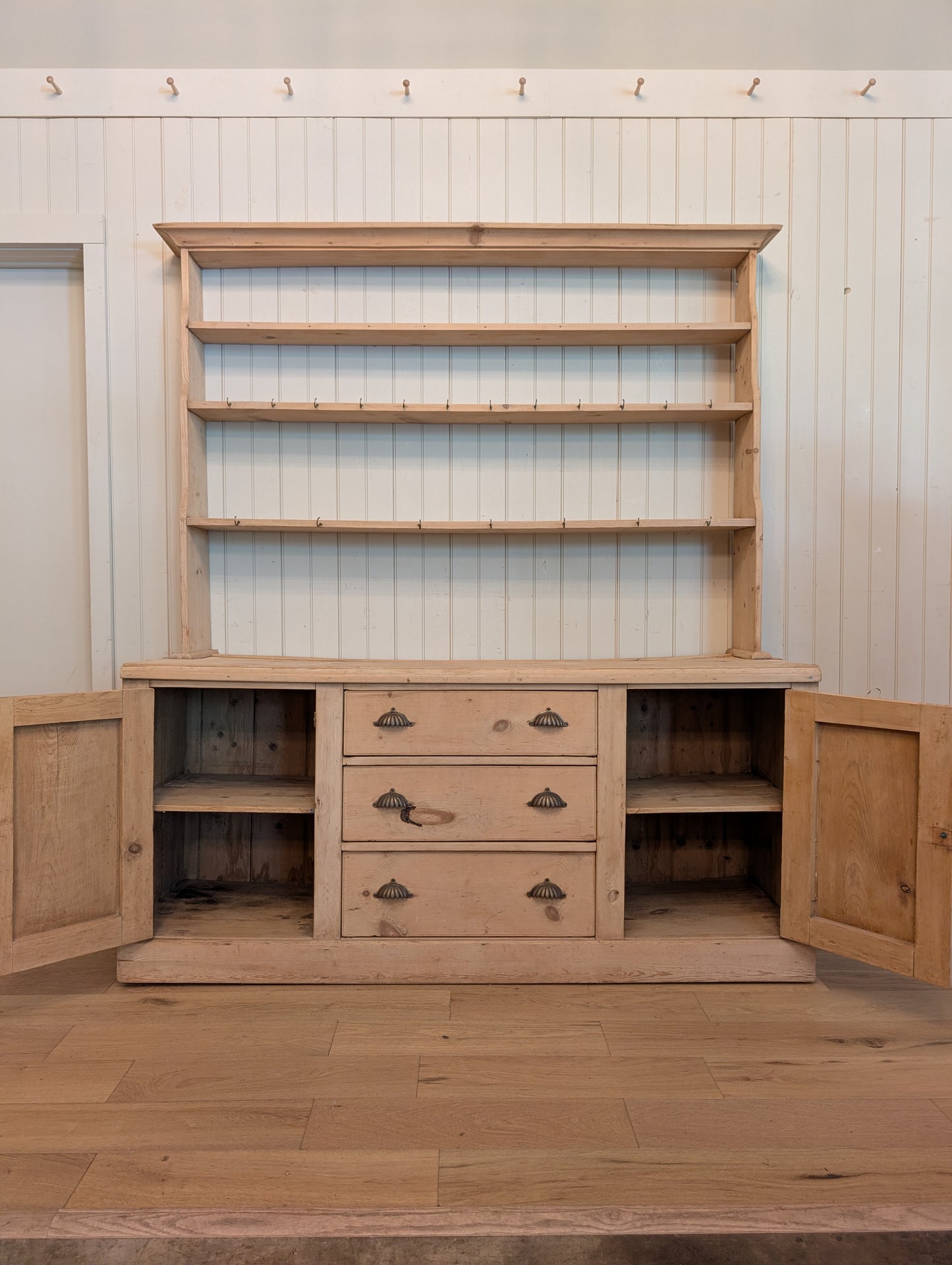 Stripped Pine Open Shelving Hutch