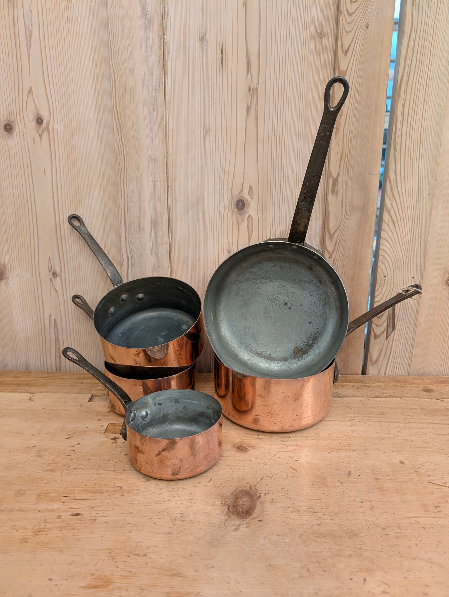 French Copper Pans (Stamped) - Set of 5