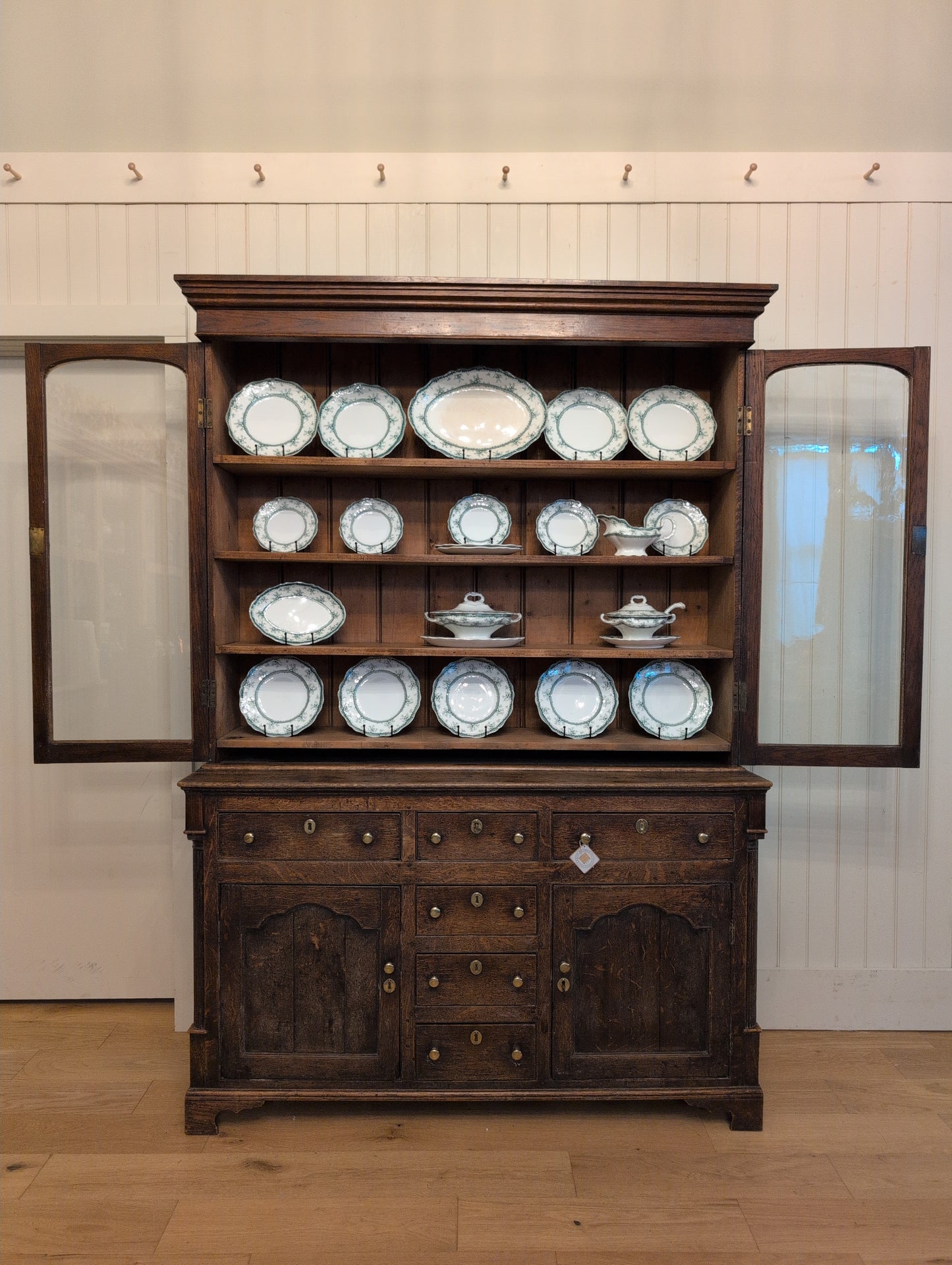 Georgian Oak Glazed Dresser