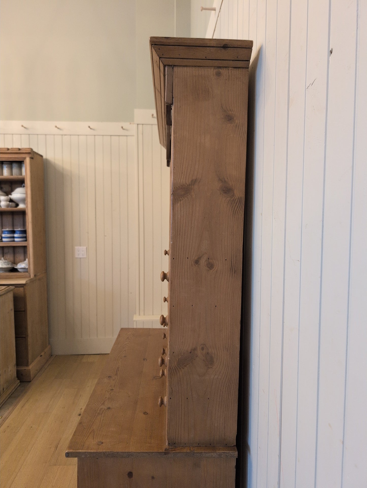 Vintage English Pine Kitchen Hutch