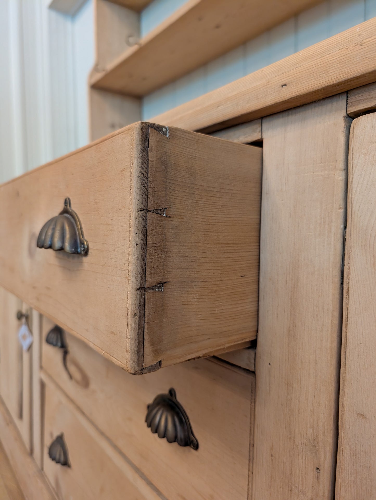 Stripped Pine Open Shelving Hutch
