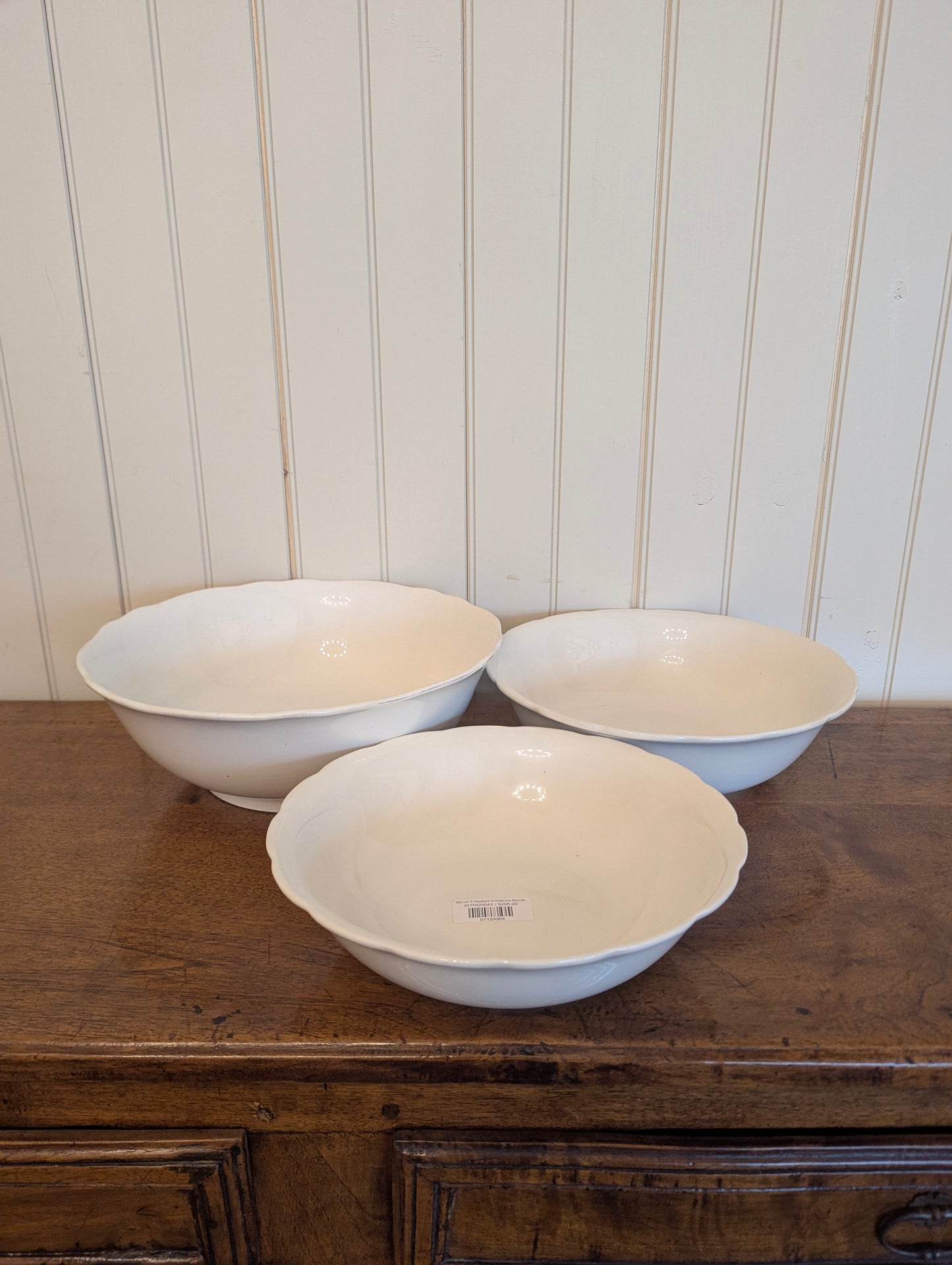 Set of 3 Scalloped Boch Ironstone Bowls