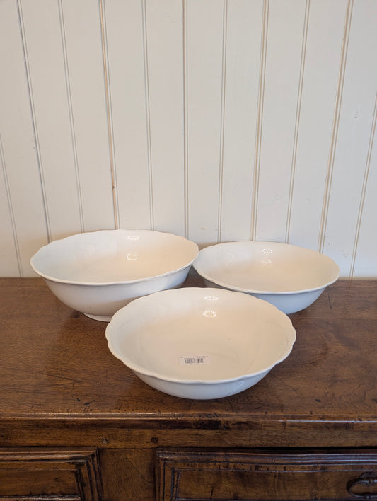 Set of 3 Scalloped Boch Ironstone Bowls