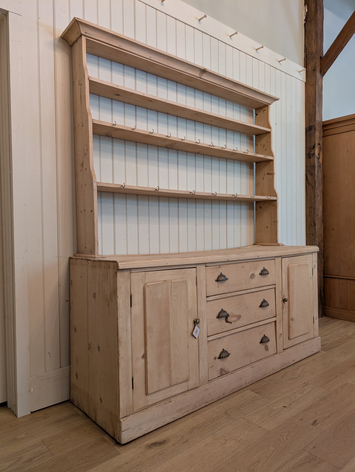 Stripped Pine Open Shelving Hutch