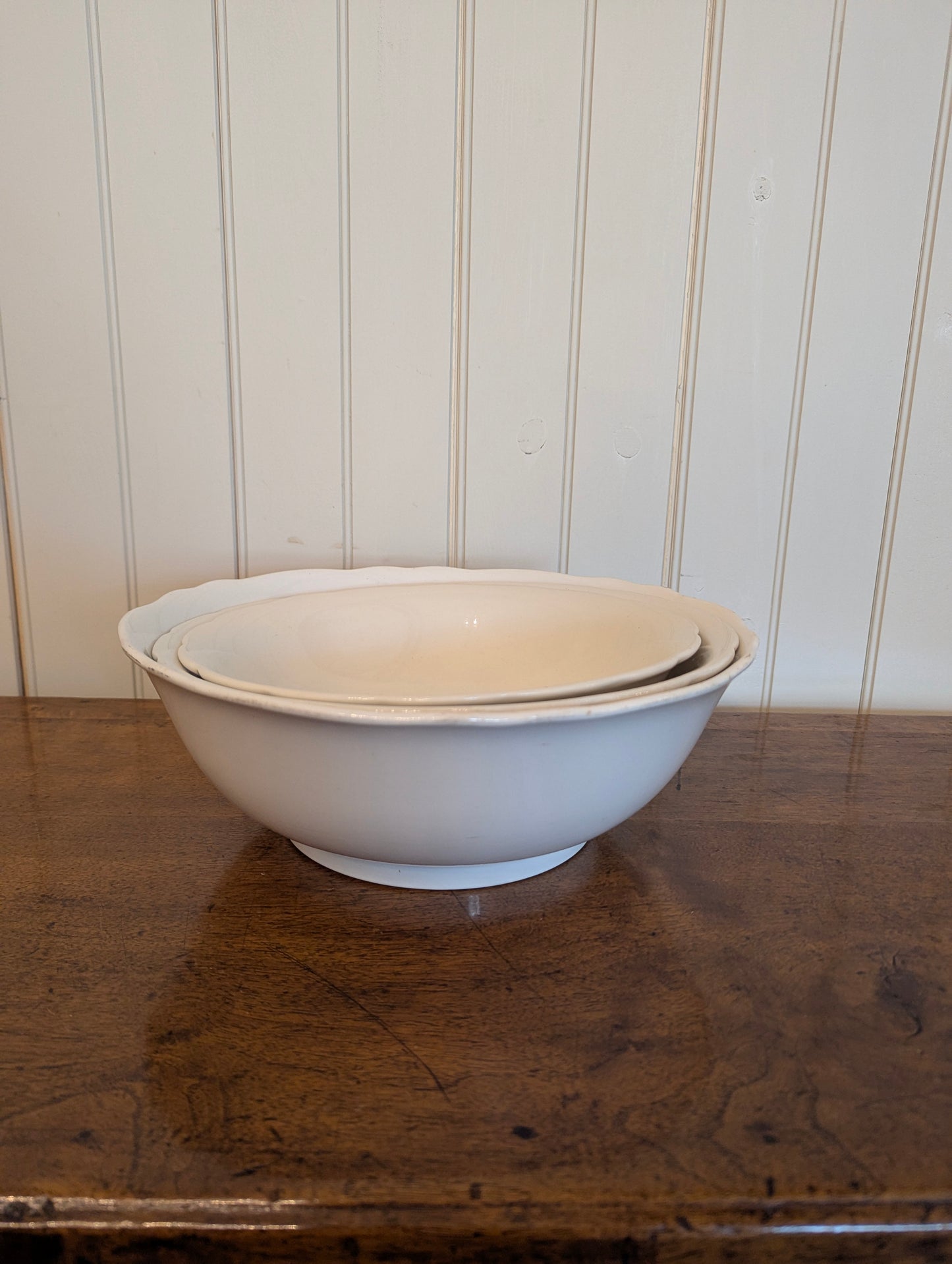 Set of 3 Scalloped Boch Ironstone Bowls