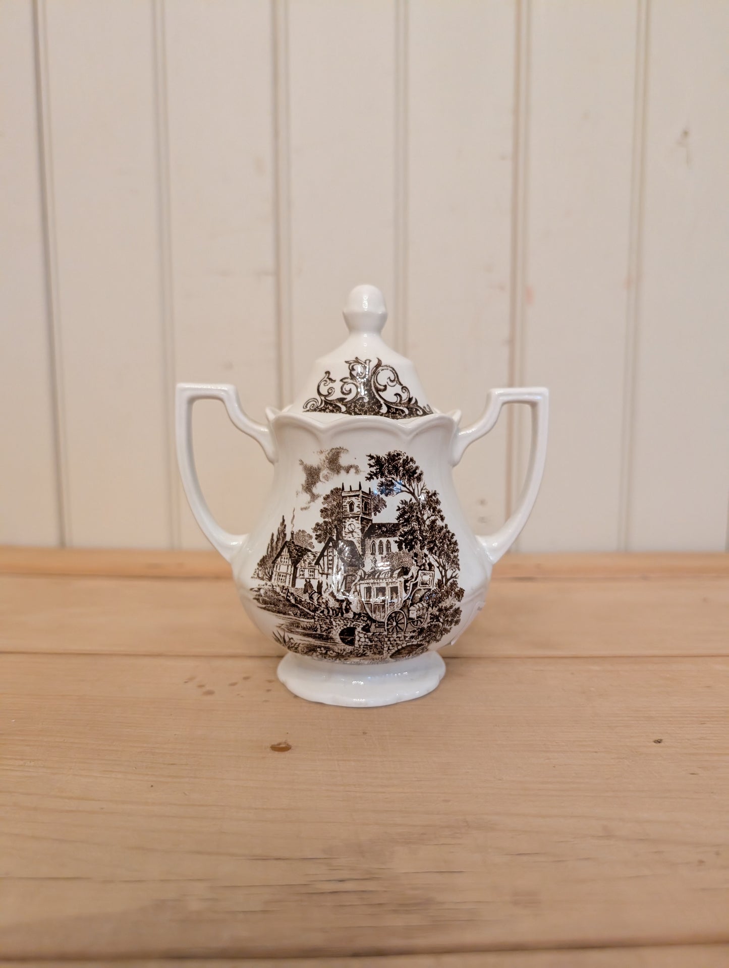 Meakin "Stratford Stage" Sugar Bowl, with Lid