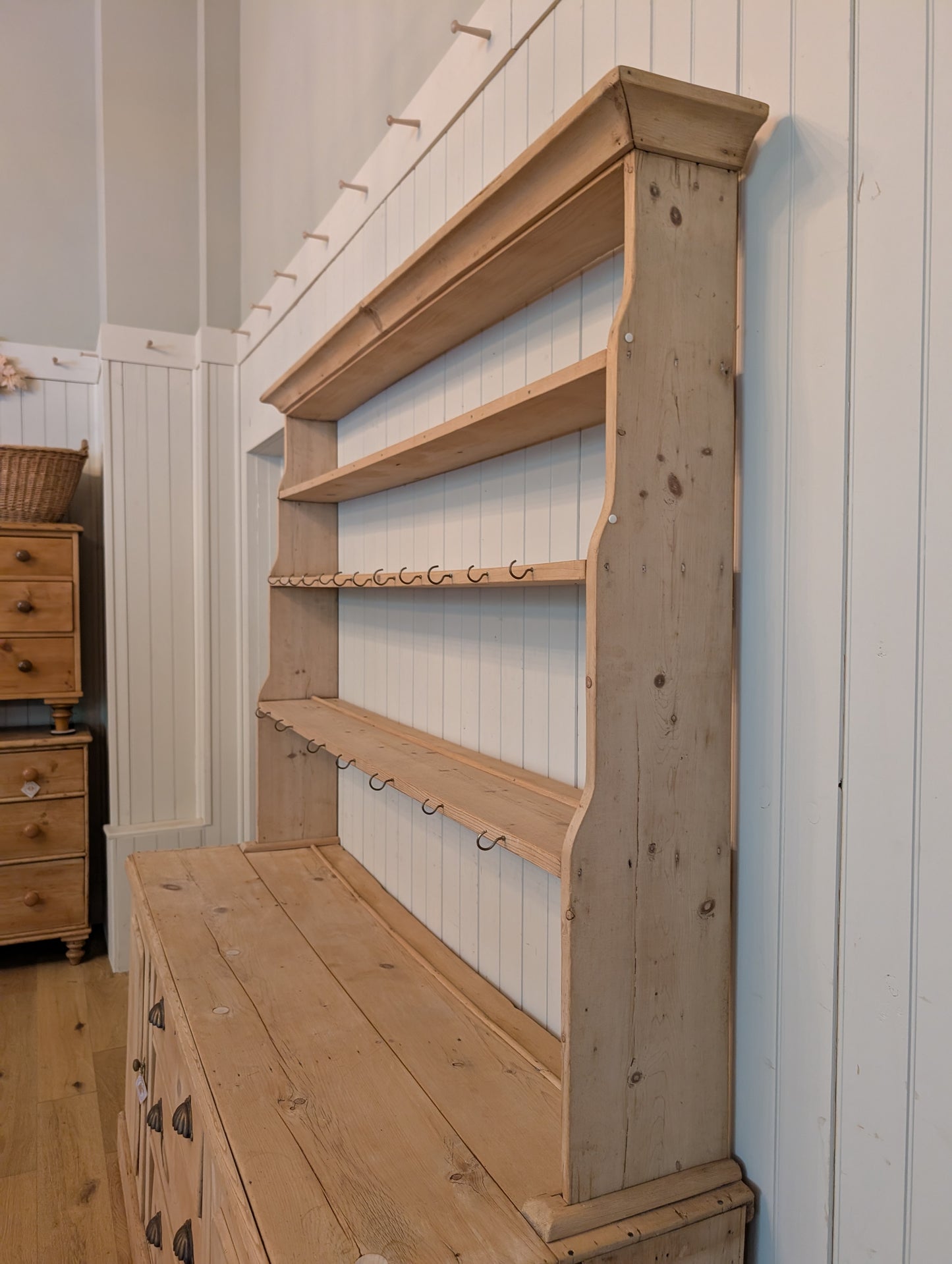Stripped Pine Open Shelving Hutch