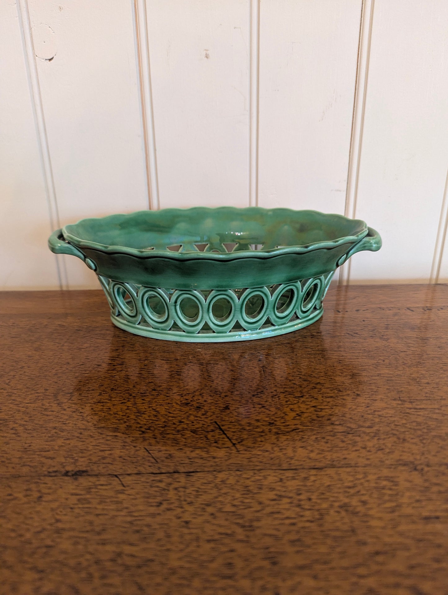 Green Majolica Serving Basket
