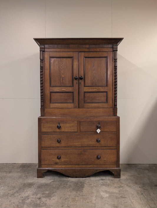 English Oak 2 Over 2 Linen Press