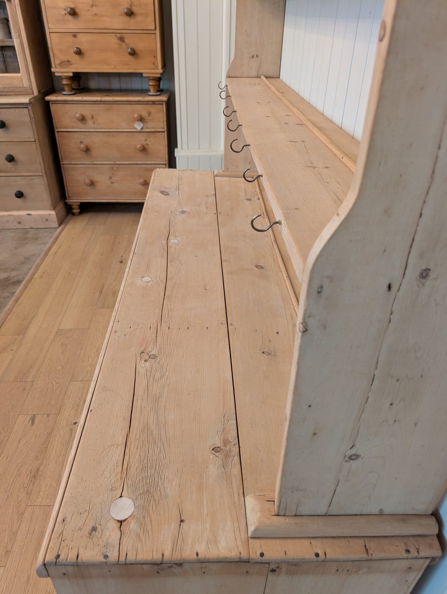 Stripped Pine Open Shelving Hutch