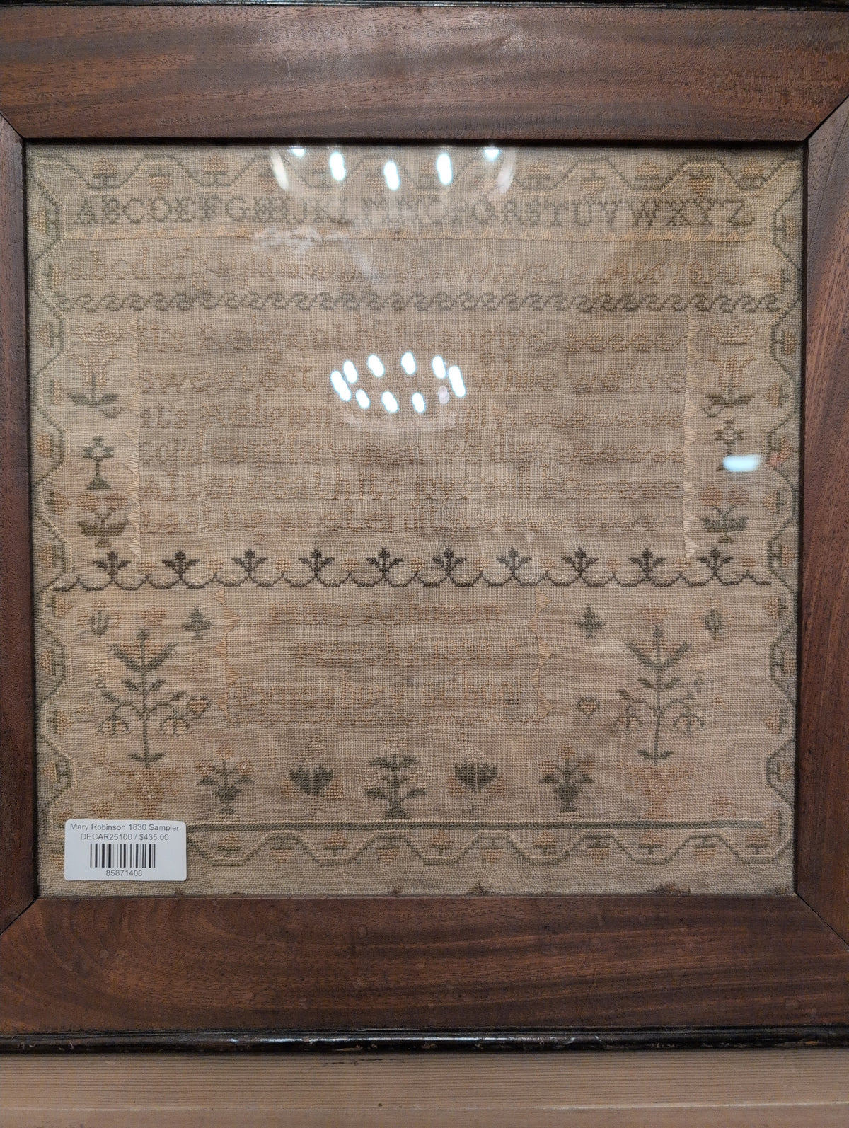 Mary Robinson 1830 Sampler