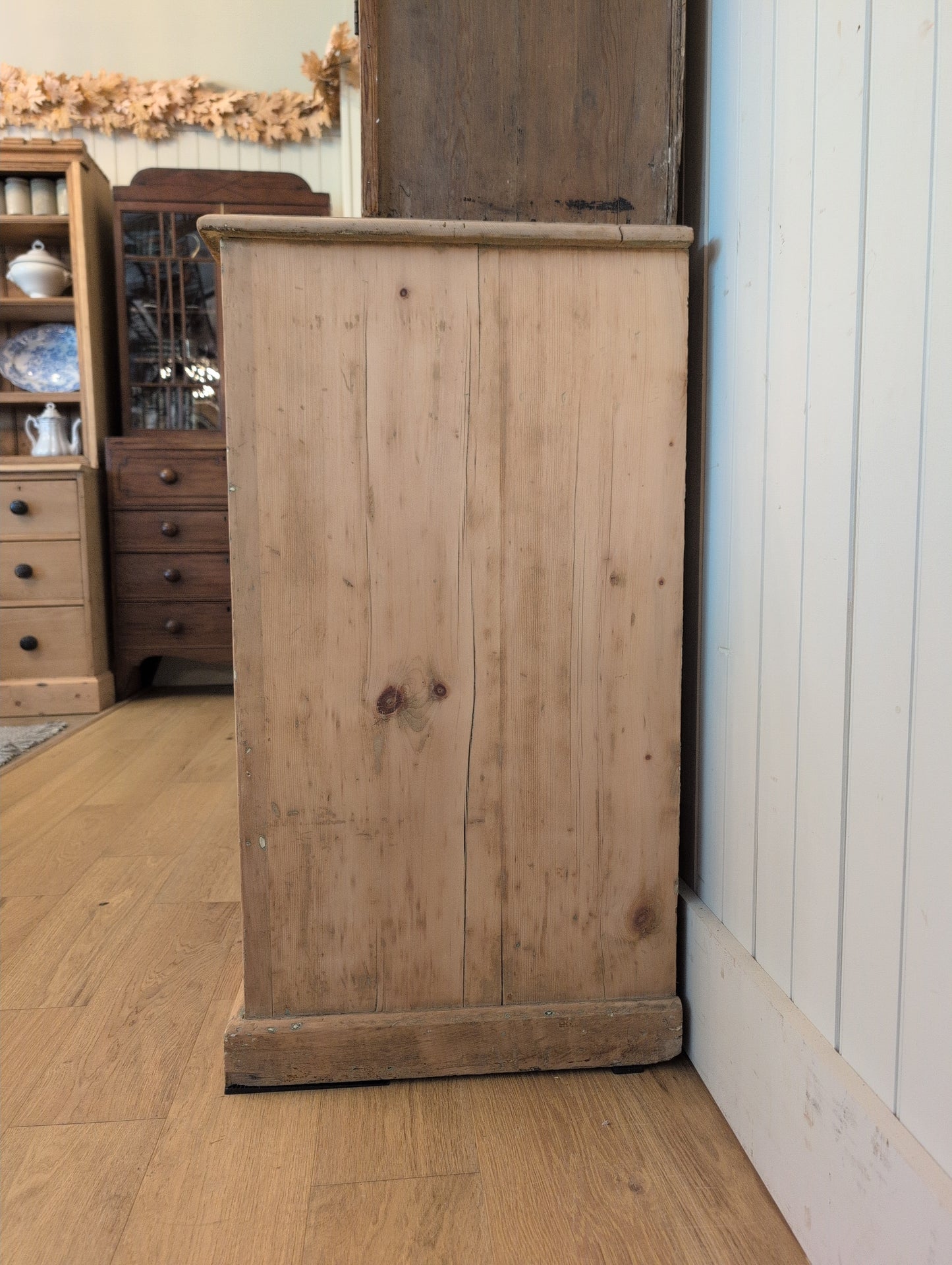 Stately Glazed Pine Hutch