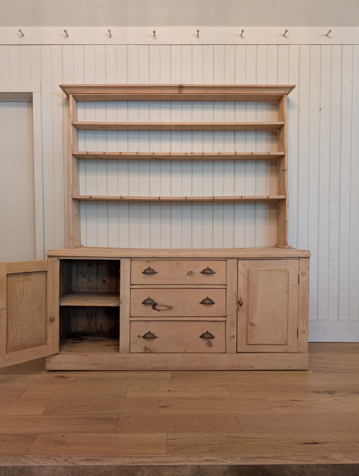 Stripped Pine Open Shelving Hutch