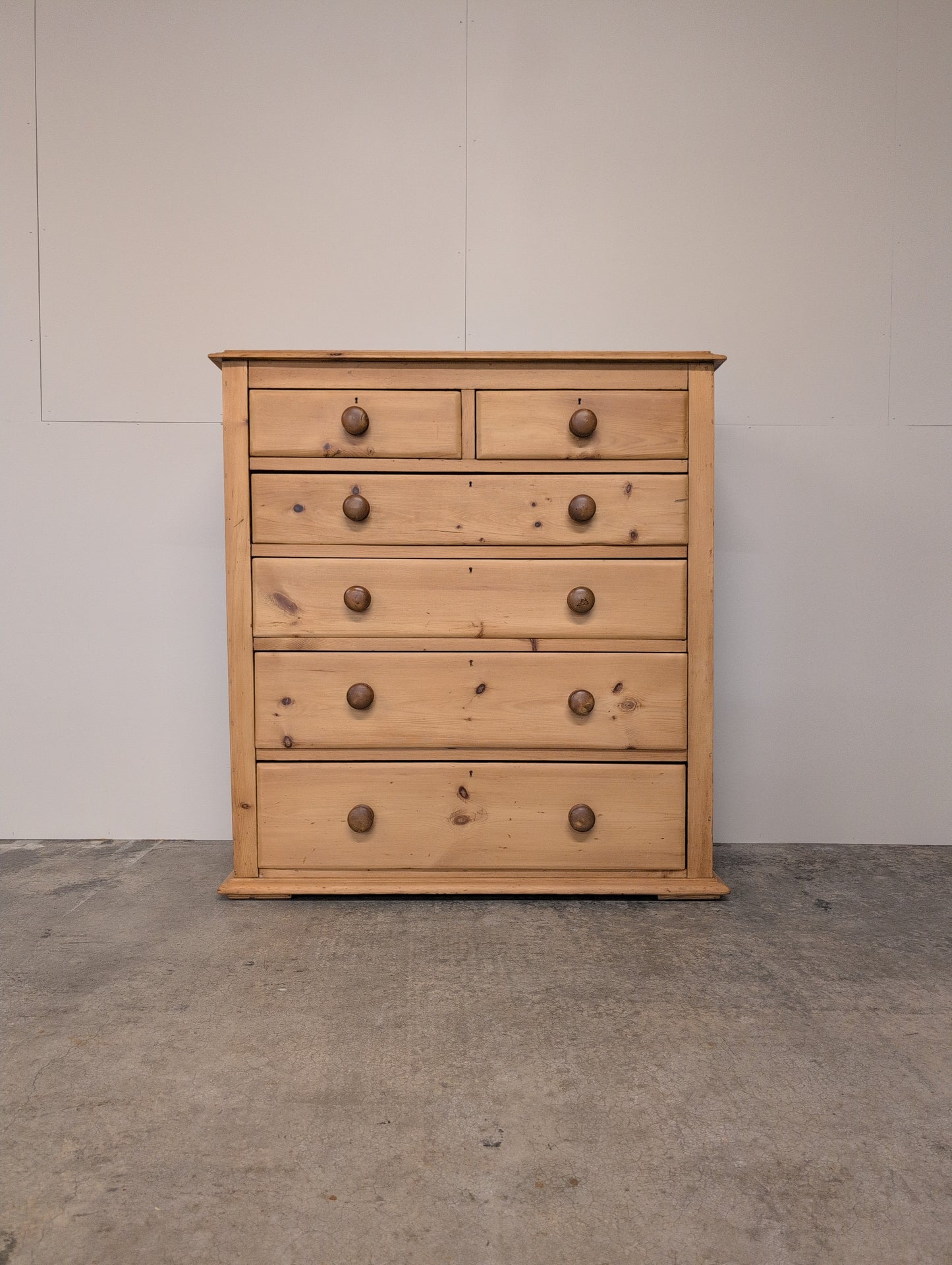 Stately 2 over 4 English Pine Chest