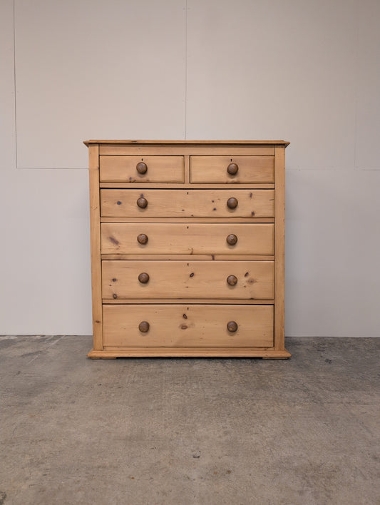 Stately 2 over 4 English Pine Chest